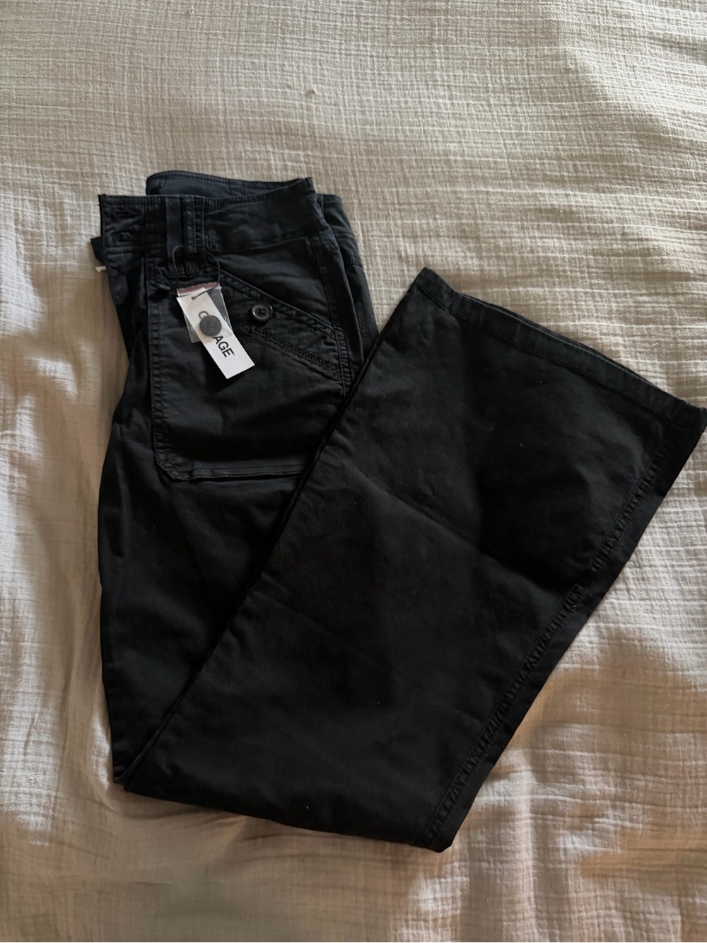 Black Women's cargo Jeans - Garage Wide Leg Flare